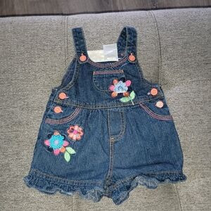 Denim Floral Embroidered Kids Overalls Size 18m